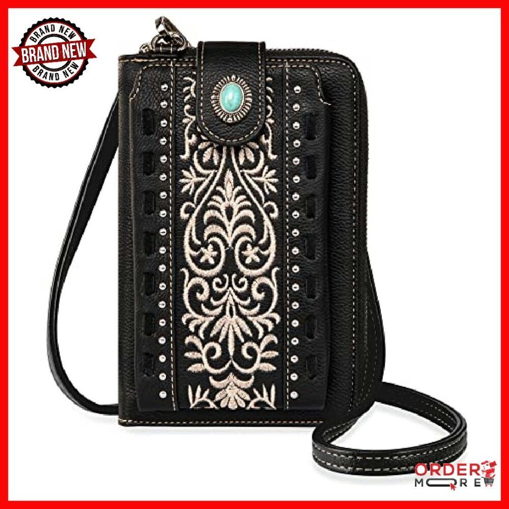 Small Vegan Leather Crossbody Bag with 12 Card Slots & Phone Pocket - Picture 2 of 8